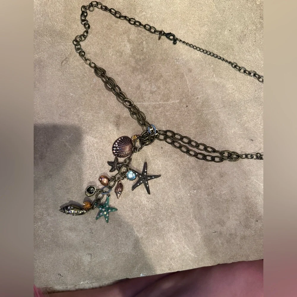 Cookie Lee Gold Starfish Charm Necklace and Bracelet - Picture 2 of 4